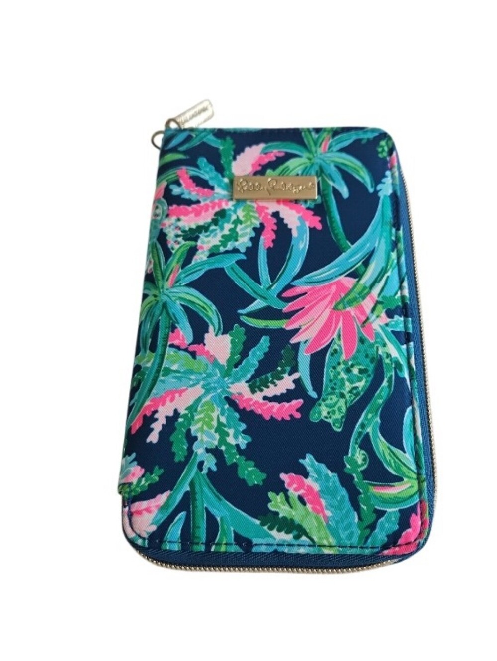 Lilly Pulitzer Navy Tropical Floral Zip-Around Wallet